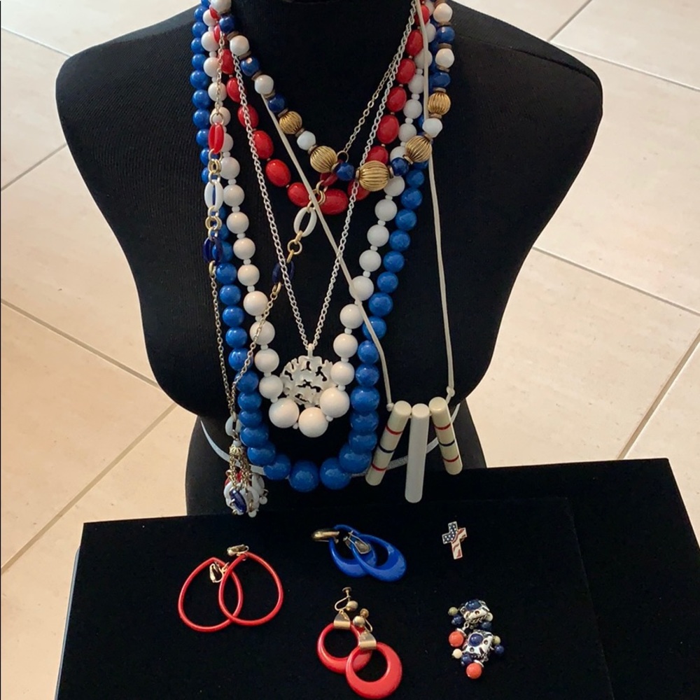 Vintage Red White and Blue jewelry bundle